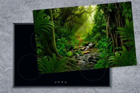 Herdabdeckplatte - Dschungel - Wasser - Laub - Sonne - Natur-1