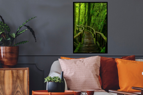 Poster mit Rahmen - Dschungel - Brücke - Moos - Natur - Tropisch - Vertikal-2