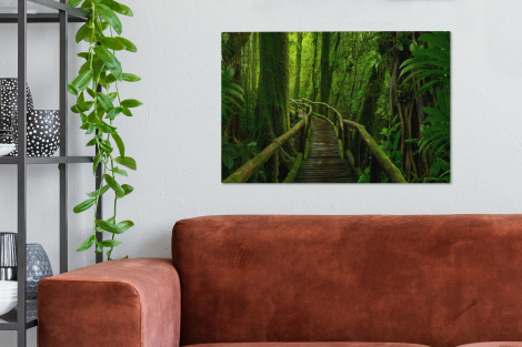 Canvas schilderij - Jungle - Brug - Mos - Natuur - Tropisch-2