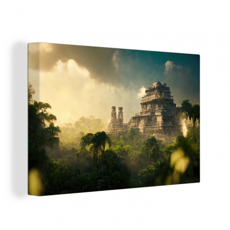 Canvas - Tempel - Jungle - wolken - Lucht - Natuur-1