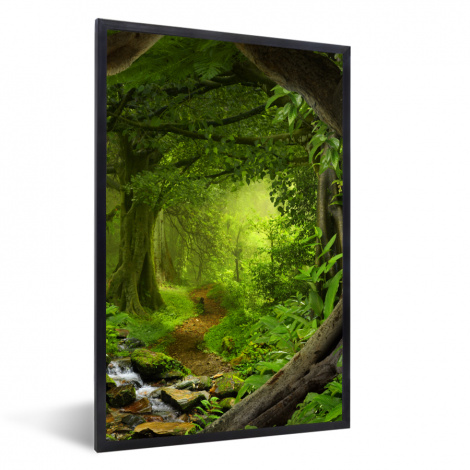 Poster mit Rahmen - Dschungel - Grün - Natur - Tropisch - Pflanzen - Vertikal-1