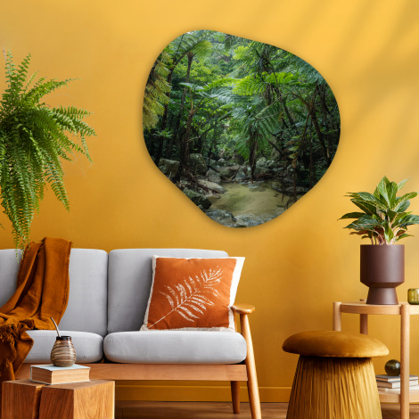 Organisch schilderij - Riviertje in tropische jungle-2