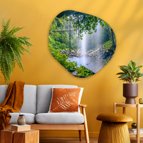 Organisch schilderij - Foto van regenwoud met waterval-2