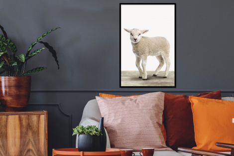 Poster mit Rahmen - Lamm - Schaf - Tiere - Kinder - Mädchen - Jungen - Vertikal-2