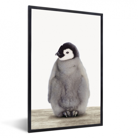 Poster mit Rahmen - Kinder - Pinguin - Grau - Tiere - Mädchen - Jungen - Vertikal-thumbnail-1