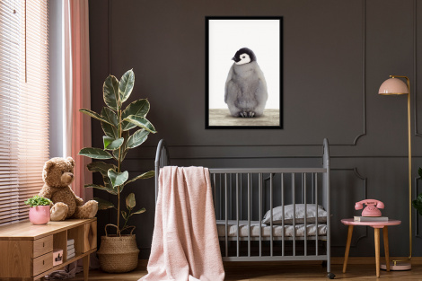 Poster mit Rahmen - Kinder - Pinguin - Grau - Tiere - Mädchen - Jungen - Vertikal-thumbnail-3