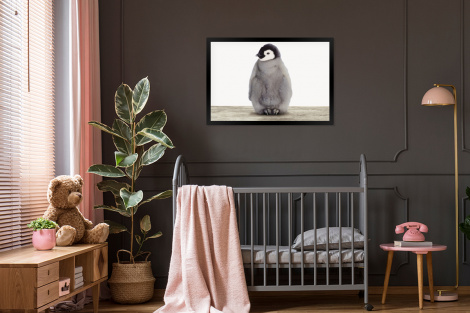 Poster mit Rahmen - Kinder - Pinguin - Grau - Tiere - Mädchen - Jungen - Horizontal-3