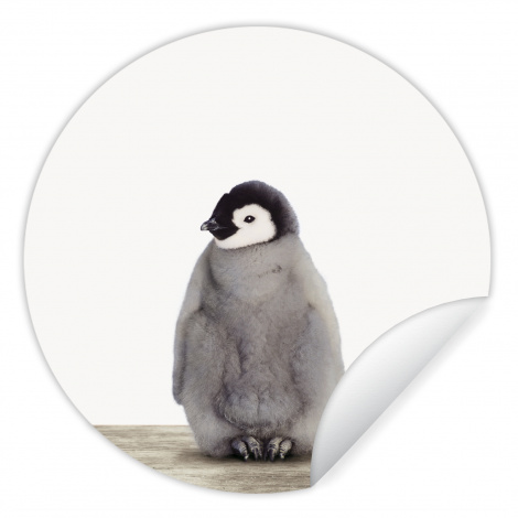 Runde Tapete - Kinder - Pinguin - Grau - Tiere - Mädchen - Jungen