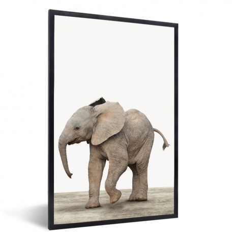 Poster met lijst - Baby olifant - Dieren - Olifant - Kinderen - Meiden - Jongens - Staand