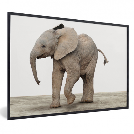 Poster mit Rahmen - Baby-Elefant - Tiere - Kinder - Mädchen - Jungen - Horizontal