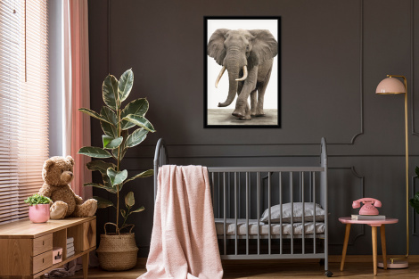 Poster mit Rahmen - Elefant - Kinder - Tiere - Mädchen - Vertikal-3