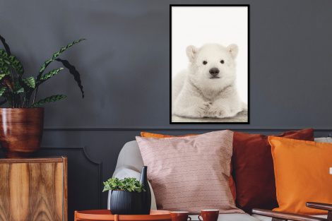 Poster mit Rahmen - Eisbär - Tiere - Kinder - Weiß - Jungen - Mädchen - Vertikal-thumbnail-2