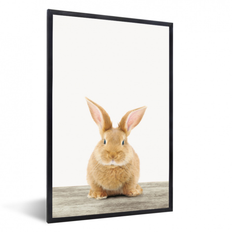 Poster mit Rahmen - Kaninchen - Babykaninchen - Tiere - Kinder - Mädchen - Jungen - Vertikal