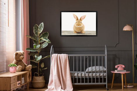 Poster mit Rahmen - Kaninchen - Babykaninchen - Tiere - Kinder - Mädchen - Jungen - Horizontal-3