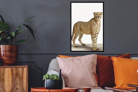 Poster mit Rahmen - Leopard - Tiere - Weißer Hintergrund - Kinder - Jungen - Mädchen - Vertikal-thumbnail-2