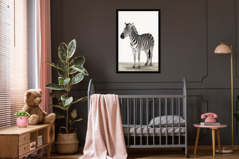 Poster mit Rahmen - Zebra - Mädchen - Tiere - Kinder - Jungen - Vertikal-3