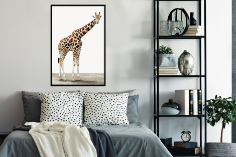 Poster met lijst - Giraffe - Dieren - Witte achtergrond - Kinderen - Jongen - Meisje - Staand-4