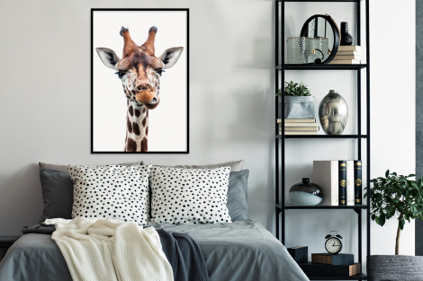 Poster mit Rahmen - Jungen - Giraffe - Tiere - Kopf - Porträt - Kind - Mädchen - Vertikal-4