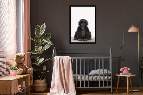 Poster mit Rahmen - Kind - Affe - Schimpanse - Babytiere - Jungen - Mädchen - Vertikal-thumbnail-3
