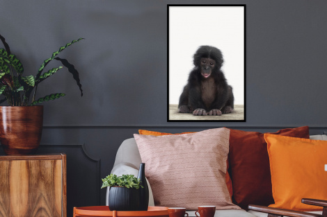 Poster mit Rahmen - Kind - Affe - Schimpanse - Babytiere - Jungen - Mädchen - Vertikal-2