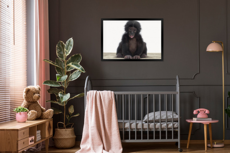 Poster met lijst - Kind - Aap - Chimpansee - Baby dieren - Jongens - Meiden - Liggend-thumbnail-3