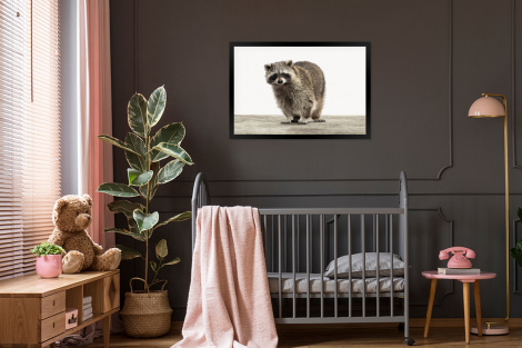 Poster mit Rahmen - Waschbär - Tiere - weißer Hintergrund - Jungen - Mädchen - Kinder - Horizontal-thumbnail-3