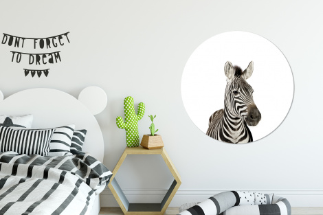 Runde Tapete - Tiere - Zebra - Kinder - Weiß - Porträt - Mädchen-thumbnail-2