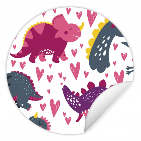 Behangcirkel - dino-hart-patronen-roze-meisjes-dinosaurus-thumbnail-1