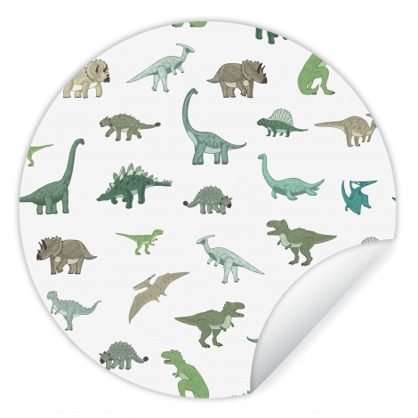 Runde Tapete - Dinosaurier - Grün - Jungen - Braun - Kind - Muster-1