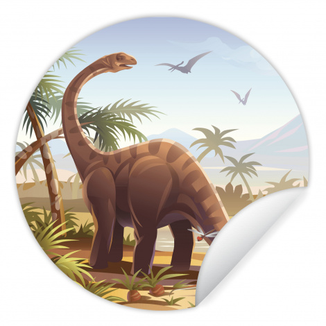 Runde Tapete - Dinosaurier - Landschaft - Tropisch - Kinder - Jungen-thumbnail-1