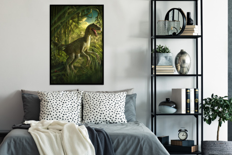 Poster met lijst - Dinosaurus - Planten - Groen - Illustratie - Kinderen - Jongens - Staand-thumbnail-4