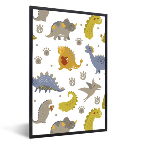 Poster mit Rahmen - Dinosaurier - Kinder - Design - Jungen - Mädchen - Kinder - Vertikal