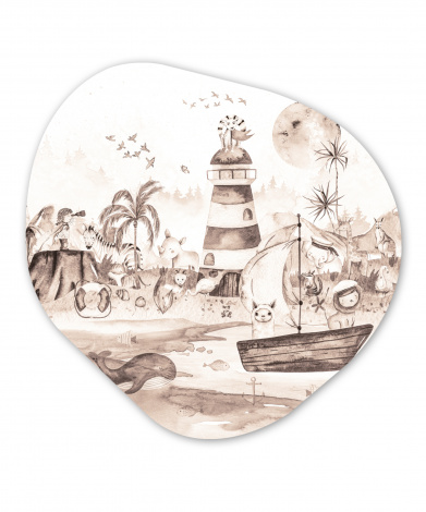Organisches wandbild - Strand - Kinder - Elefant-thumbnail-1