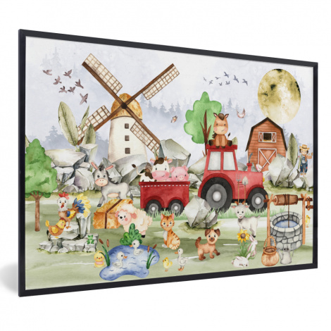 Poster mit Rahmen - Bauernhof - Traktor - Kinder - Tiere - Horizontal-thumbnail-1