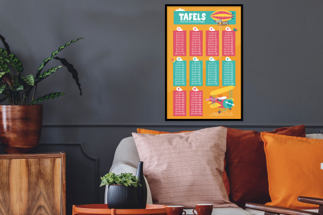 Poster mit Rahmen - Kinderzimmer - Mathe - Tabellen - Kinder - Jungen - Mädchen - Orange - Kinder - Vertikal-thumbnail-2