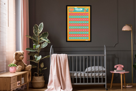 Poster mit Rahmen - Kinderzimmer - Zählen - Lernen - Jungen - Mädchen - Kinder - Orange - Kinder - Vertikal-3