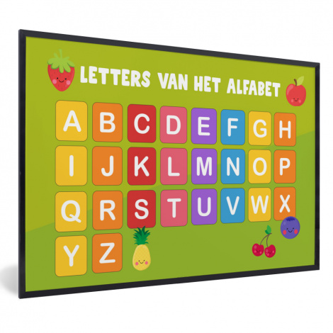 Poster mit Rahmen - Kinderzimmer - Alphabet - Lernen - Jungen - Mädchen - Kinder - Kinder - Horizontal