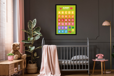 Poster mit Rahmen - Kinderzimmer - Alphabet - Lernen - Jungen - Mädchen - Kinder - Kinder - Vertikal-3