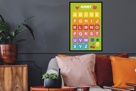 Poster mit Rahmen - Kinderzimmer - Alphabet - Lernen - Jungen - Mädchen - Kinder - Kinder - Vertikal-2