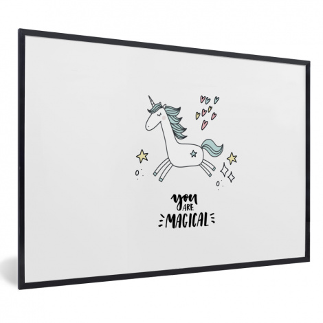 Poster met lijst - Unicorn - Kinderen - Quotes - You are magical - Meisjes - Liggend