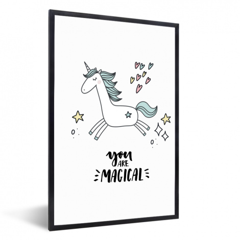 Poster met lijst - Unicorn - Kinderen - Quotes - You are magical - Meisjes - Staand-thumbnail-1