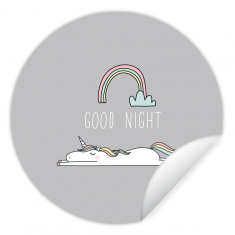 Behangcirkel - unicorn-regenboog-kinderen-quotes-good-night-meisjes-1