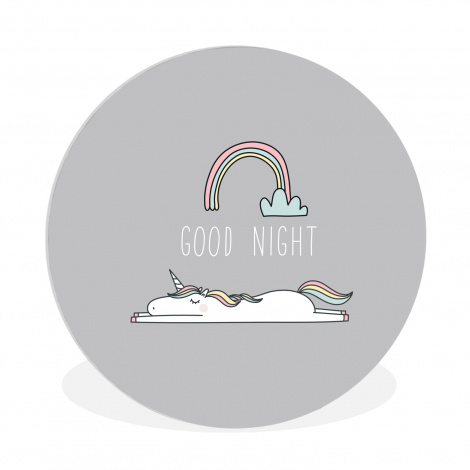 Muurcirkel - unicorn-regenboog-kinderen-quotes-good-night-meisjes-1