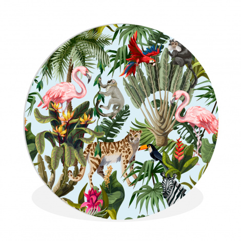 Runde Bilder - Dschungel - Tiere - Mädchen - Kinder - Jungen - Flamingo - Papagei-1