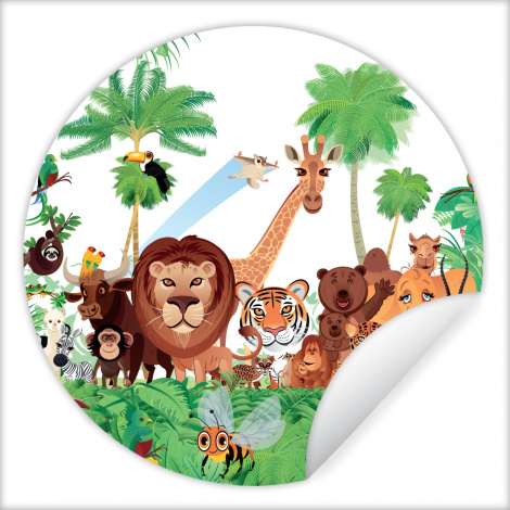 Runde Tapete - Wilde Tiere - Dschungel - Löwe - Tiger - Mädchen - Kinder - Jungen