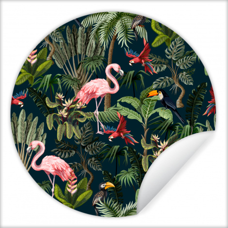 Behangcirkel - Jungledieren - Patroon - Kinderen - Flamingo - Papegaai - Kids