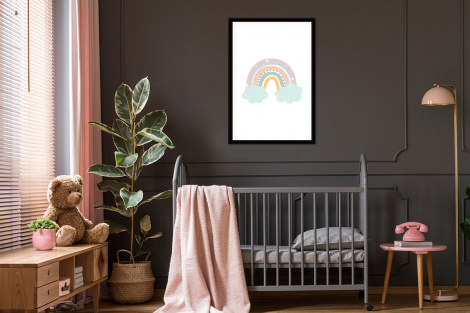 Poster met lijst - Regenboog - Sterren - Stippen - Wolken - Kinderen - Staand-3