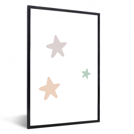 Poster mit Rahmen - Sterne - Pastell - Mädchen - Jungen - Vertikal-thumbnail-1
