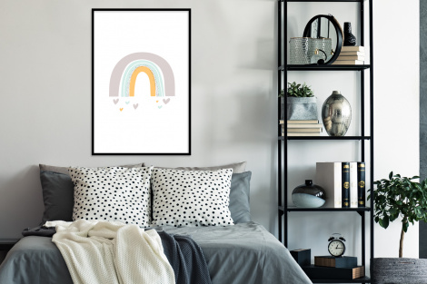 Poster mit Rahmen - Regenbogen - Herzen - Mädchen - Jungen - Pastellfarben - Vertikal-4