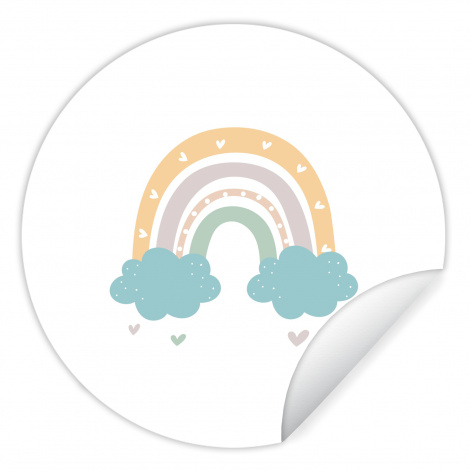 Behangcirkel - Regenboog - Hartjes - Wolken - Stippen - Pastel - Kinderen-1